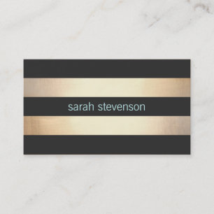 Chic Gold Foil Look Schwarz Streifen Moderne Visitenkarte