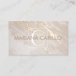 Chic Gold Foil Marmor Monogram Business Card Visitenkarte