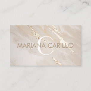 Chic Gold Foil Marmor Monogram Business Card Visitenkarte
