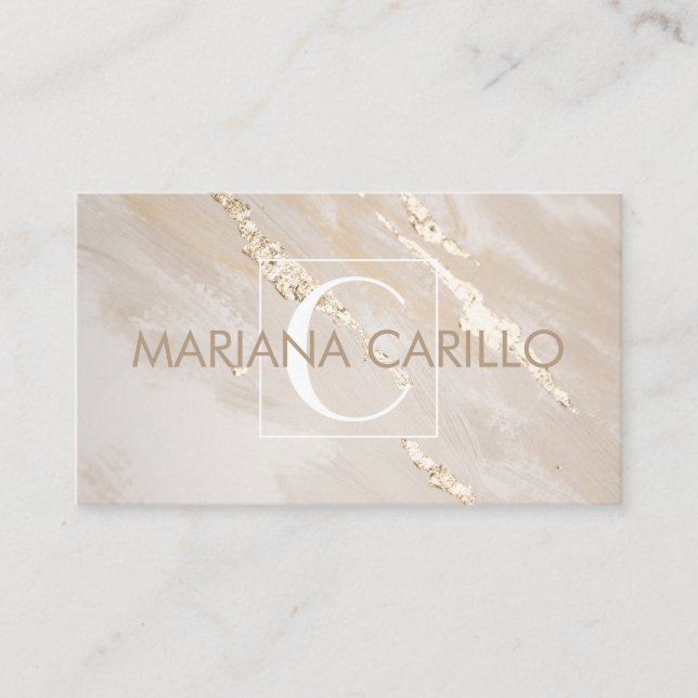 Chic Gold Foil Marmor Monogram Business Card Visitenkarte (Vorderseite)