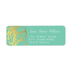 Chic Gold Foil Mint Lines Étiquettes de adresse