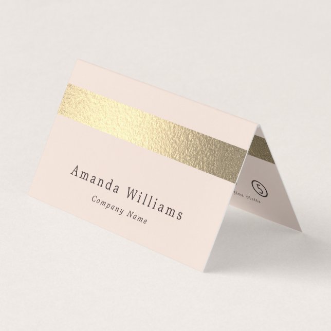 Chic Gold Foil Strip auf Rosa Doppeltreue Visitenkarten (Vorderseite)