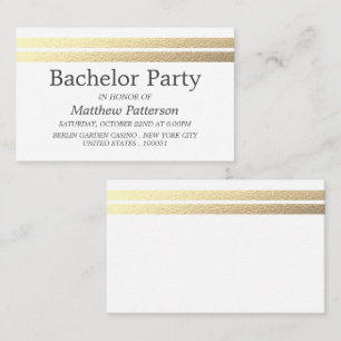 Chic Gold Foil Stripes Bachelor Party Ticket
