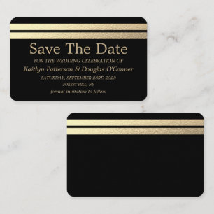 Chic Gold Foil Stripes Enregistrer La Carte Date