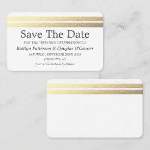 Chic Gold Foil Stripes Enregistrer La Carte Date