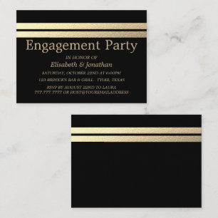 Chic Gold Foods Stripes Engagement Party Ticket