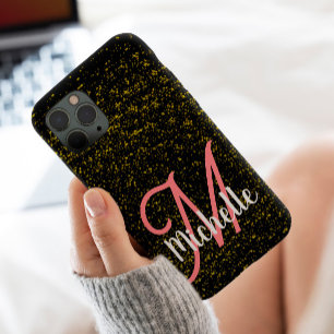 Chic Gold funkeln schwarz rosa Monogramm einzigart Case-Mate iPhone Hülle