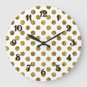 Chic Gold Glam Dots Große Wanduhr