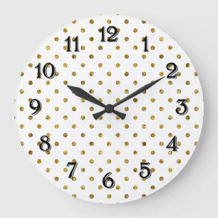 Chic Gold Glam Dots Große Wanduhr