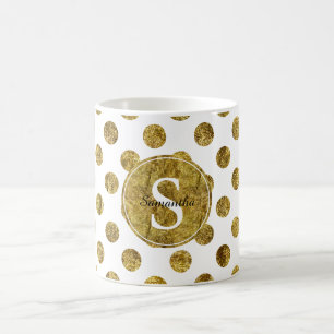 Chic Gold Glam Dots Monogram Kaffeetasse