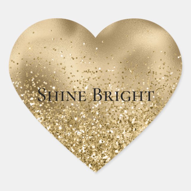 Chic Gold Glam Glitzy Glitzer Wedding Herz-Aufkleber (Vorderseite)
