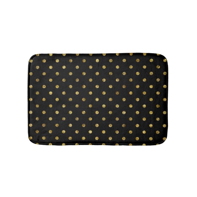 Chic Gold Glam und Black Dots Badematte (Vorderseite)