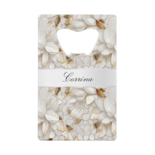 Chic Gold Glam White Lotus Blume Hochzeit Geldbeutel Flaschenöffner
