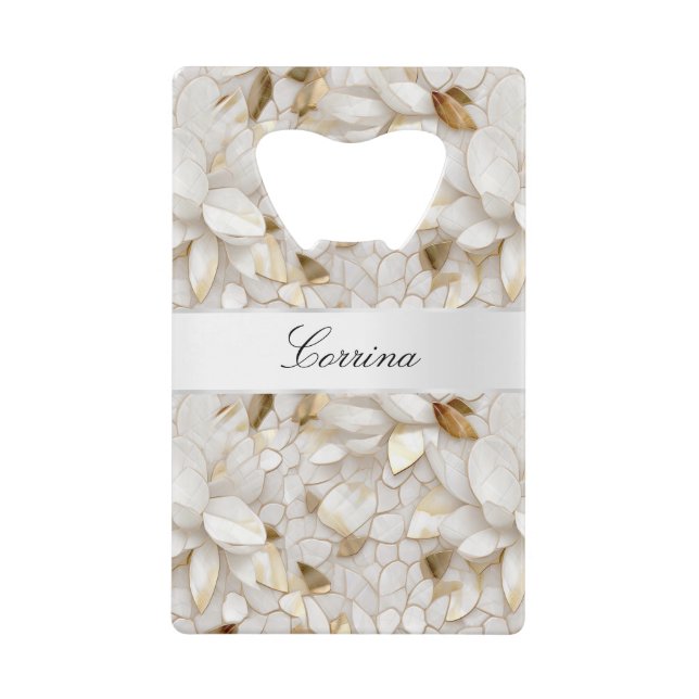 Chic Gold Glam White Lotus Blume Hochzeit Geldbeutel Flaschenöffner (Vorderseite)