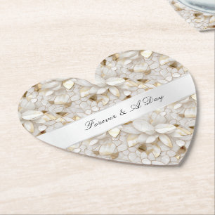 Chic Gold Glam White Lotus Blume Hochzeit Untersetzer