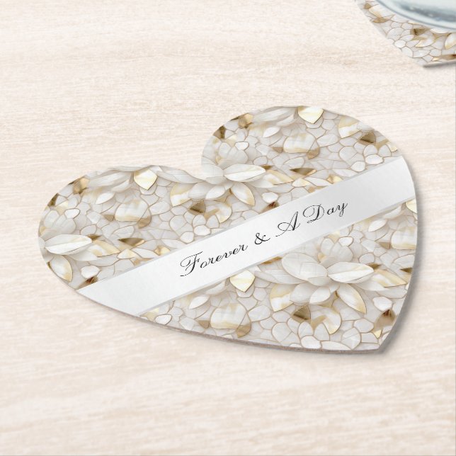 Chic Gold Glam White Lotus Blume Hochzeit Untersetzer (angewinkelt)