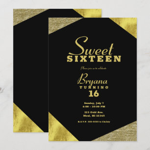 Chic Gold Glamour Geometric Modern Sweet 16 Party Einladung