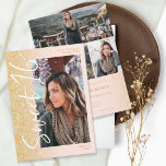 Chic gold glitter ombre script 4 photos Sweet 16 Einladung<br><div class="desc">Modern chic yellow gold glitter ombre gradient sparkles script pastel blush pink Sweet 16 birthday party invitation. Add 4 of your favorite photos with a modern brushed style font and photo grid collage.</div>