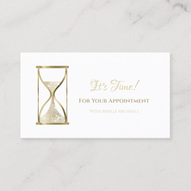 Chic Gold Glitz Hourglass Schönheitssalon Terminkarte (Vorderseite)