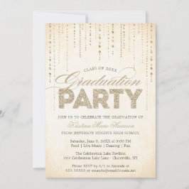 Chic Gold Glitzer Gems Abschluss Einladung