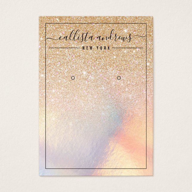 Chic Gold Glitzer Iridescent Earring Display Card (Vorderseite)