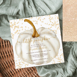 Chic gold Glitzer Kürbis Aquarelltuchdusche Einladung