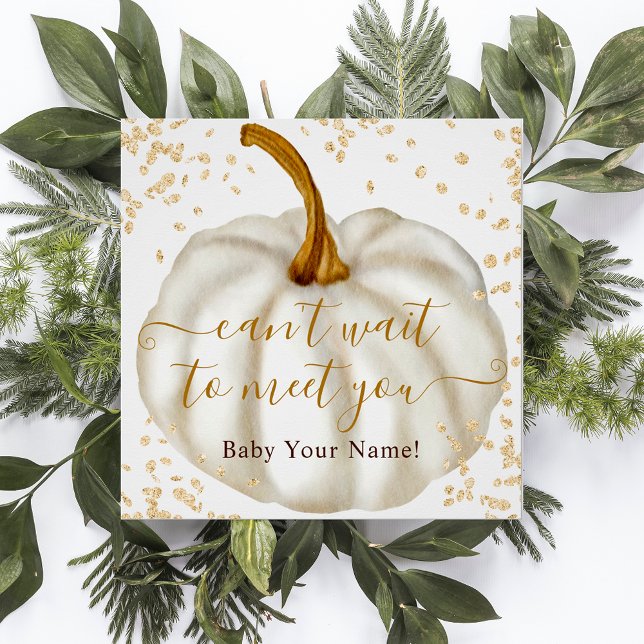 Chic gold Glitzer Kürbis Aquarelltuchdusche Poster (Chic gold glitter pumpkin watercolor baby shower poster)