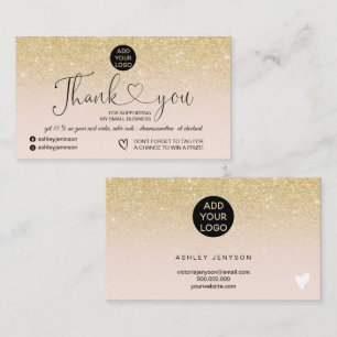 Chic gold Glitzer Logo rot pink Reihenfolge danke Visitenkarte