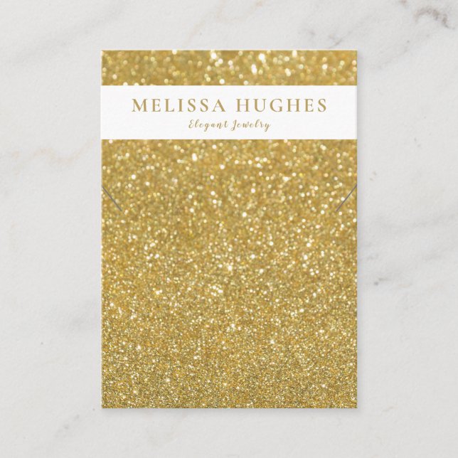 Chic Gold Glitzer Necklace Juwelier Display Card Visitenkarte (Vorderseite)