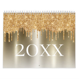 Chic Gold Glitzer Ombre Blush Pink Monogram Kalender