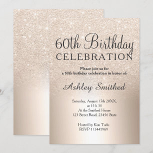 Chic Gold Glitzer ombre Metallic 60. Geburtstag Einladung