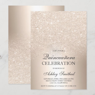 Chic gold Glitzer ombre metallische Folie Quinceañ Einladung