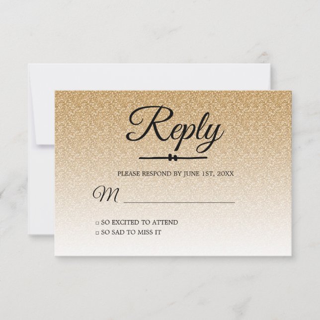 Chic gold Glitzer ombre Sweet 16 UAWG Einladung (Vorderseite)