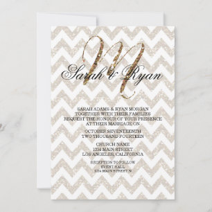 CHIC GOLD GLITZER PRINT WEDEDING INVITATION EINLADUNG
