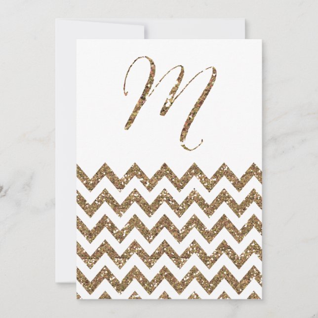 CHIC GOLD GLITZER PRINT WEDEDING INVITATION EINLADUNG (Vorderseite)