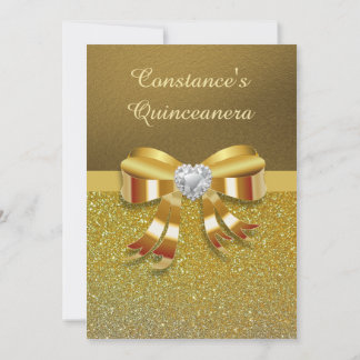 Chic Gold Glitzer Quinceanera Einladung