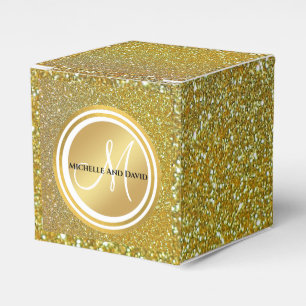 Chic Gold Glitzer Signature Monogram Geschenkschachtel
