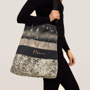 Chic Gold Glitzer Signature Monogram Tragetaschen Mit Langen Trägern