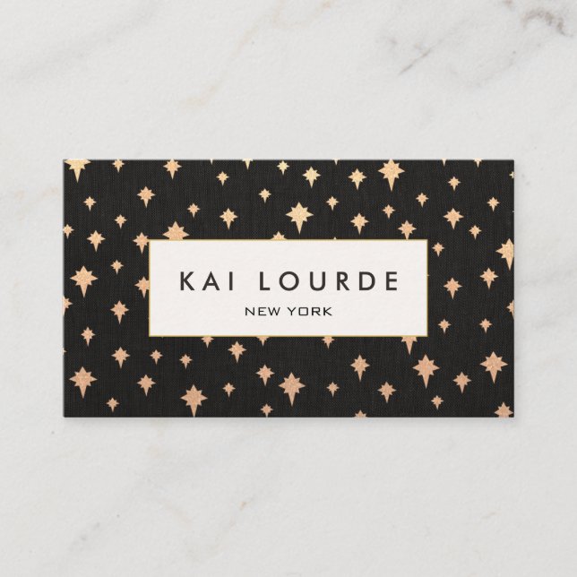Chic Gold Glitzer Star Black Visitenkarte (Vorderseite)