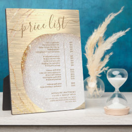 Chic Gold Glitzer Stylist Salon Preisliste Menü Fotoplatte