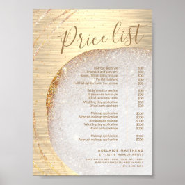 Chic Gold Glitzer Stylist Salon Preisliste Service Poster