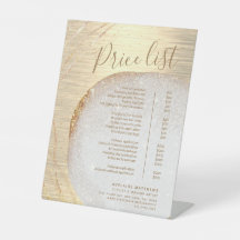 Chic Gold Glitzer Stylist Salon Preisliste Service
