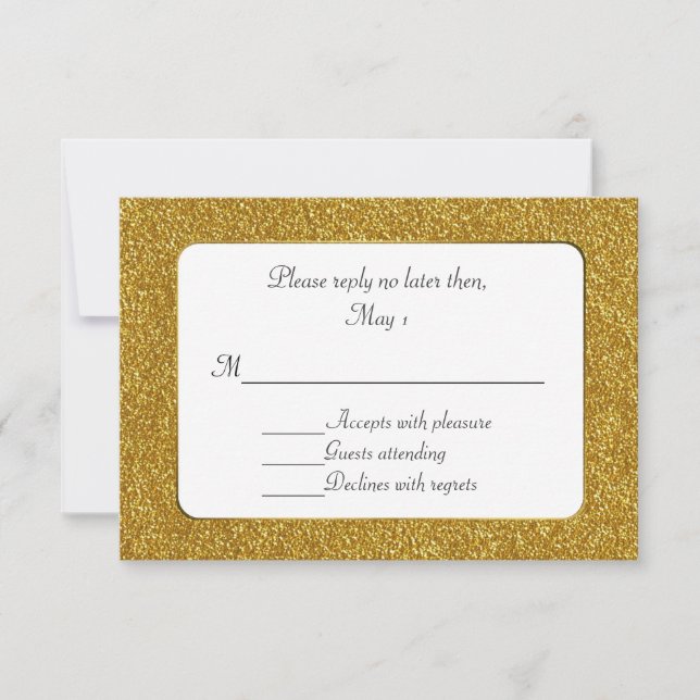 Chic Gold Glitzer Wedding RSVP Card (Vorderseite)