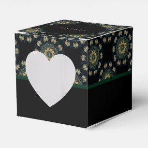 Chic Gold & Green Asian Style Herz 2 Geschenkschachtel