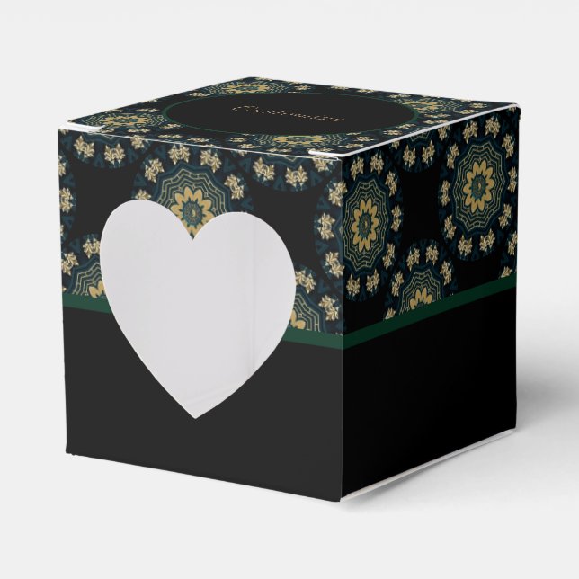 Chic Gold & Green Asian Style Herz 2 Geschenkschachtel (Vorderseite)