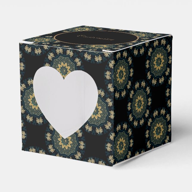 Chic Gold & Green Asian Style Herz Geschenkschachtel (Vorderseite)