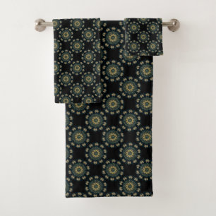 Chic Gold & Green Asian Style Muster Badhandtuch Set