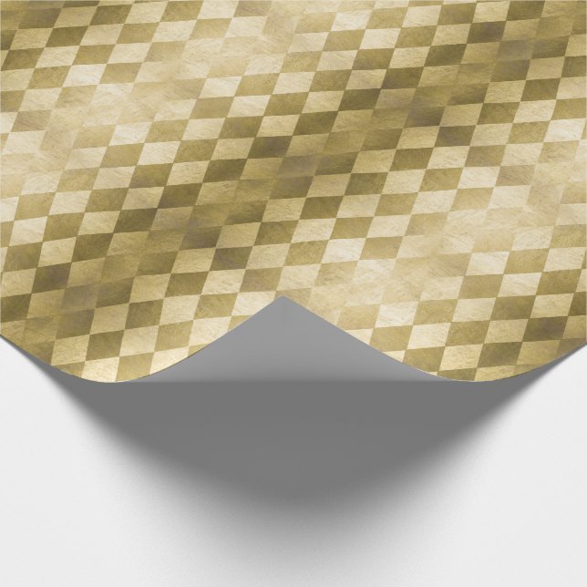 Chic Gold Harlequin Diamant-Muster Geschenkpapier (Ecke)