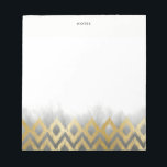 Chic Gold Ikat Muster Grau Personalisiert Notizblock<br><div class="desc">Stilvolles und trendiges Notizblock mit goldenem Blattmuster aus Imitat und grauem Ober. Das wird ein perfekter Akzent für Ihr Büro sein. Personalisieren Sie diese durch Hinzufügen von Namen, Monogramm oder anderen Details.</div>