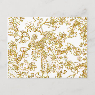 Chic gold Imitats Glitzer handgezeichnet Blumenmus Postkarte